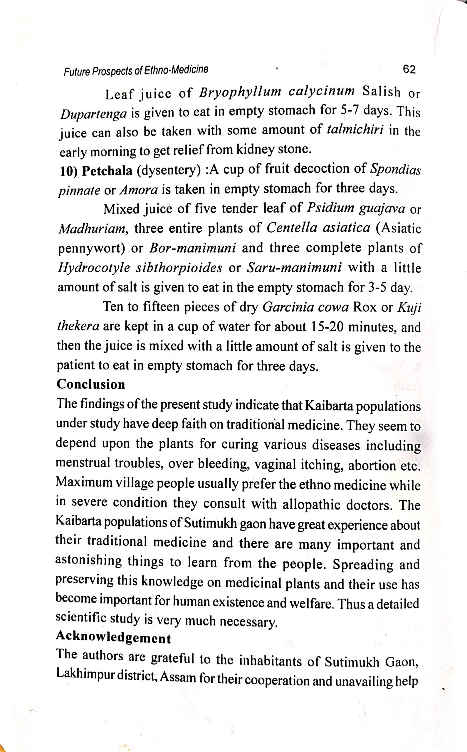 Ethno Medicine and their Practices among the Kaibartas of Assam